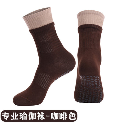 Double Socks Mouth Design Interior Mid-tube Floor Socks Women's Non-slip Spot Glue Socks Sweat Absorbing Breathable Pilates Yoga Socks