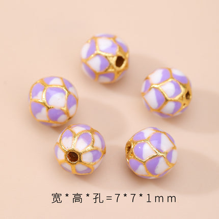 Cloisonné Hollow Beads Oil-Dropped Color-Preserving Copper-Plated Sand Gold DIY Burnt Blue Accessories Handmade Beaded Bracelet Jewelry Accessories