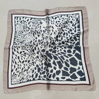Large and small leopard dot beige silk scarf / 68X68