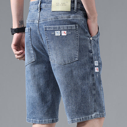 Fashionable and Cool Denim Shorts for Men in Summer New Versatile Straight Casual Trendy Brand Design Five-Quarter Pants for Men
