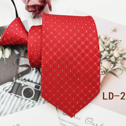 Factory In-Stock Zipper Tie Men's Formal Business 8cm Lazy Tie Red Black Striped Workplace Striped Tie