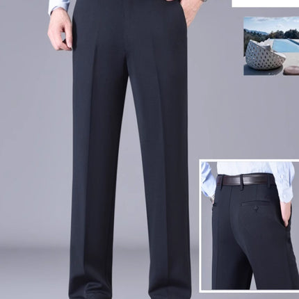 Middle-aged and Elderly Men's Casual Pants Business Straight Pants Spring and Autumn Elastic Loose Pants Middle-aged Men's Pants Dad's Pants