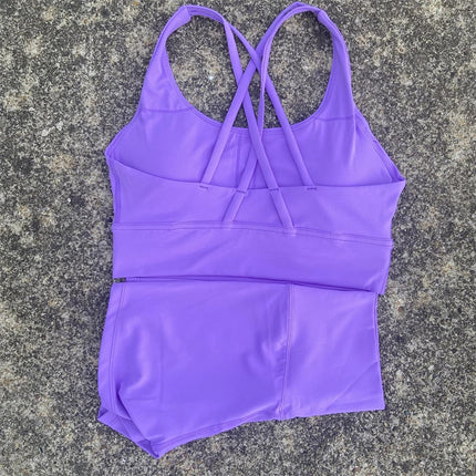 Women's Soft Nude Tight Yoga Shorts with Cut Out Back and Beautiful Back Cross Intimates Gym Yoga Set