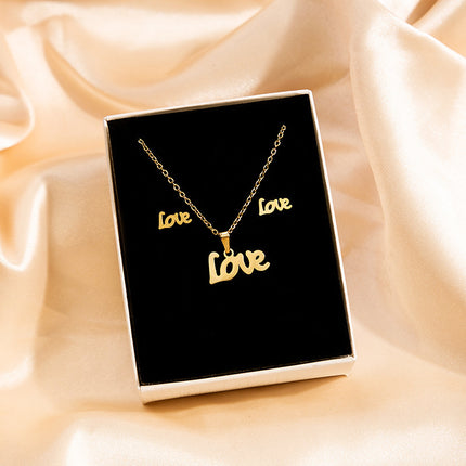 European and American Stainless Steel Earrings Necklace Women's Set Cross Border Geometric Cross Palm Eye Rose Pendant Jewelry