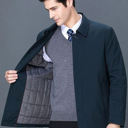 One-Piece Drop-Shipping Men's Autumn and Winter Casual Jacket for Middle-Aged Men, Lapel Light Business Cotton Coat Jacket, Dad's Outfit