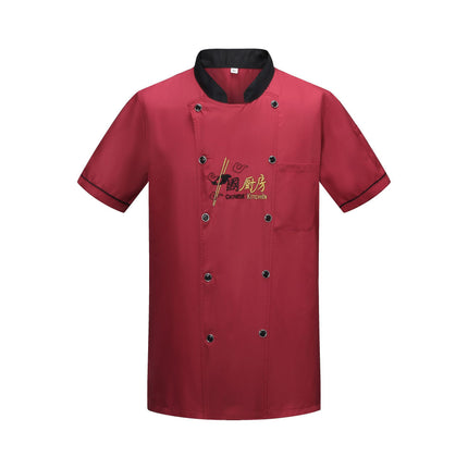 Chef Work Clothes Long-Sleeved Autumn and Winter Suit Men's Hotel Kitchen Clothes Large Size Catering Canteen Chef Clothes Short-Sleeved