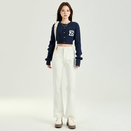 Light Blue Denim Flared Jeans for Women, 2025 Autumn New High-Waisted Slimming Design with Frayed Edges
