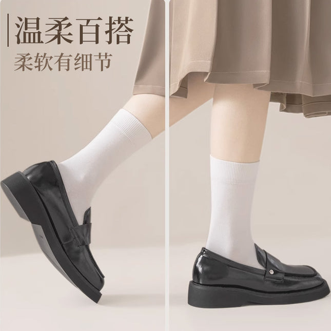 Socks Women's Autumn and Winter New Mid-length Socks Solid Color Cotton Socks Sweat Absorbing Breathable Antibacterial Deodorant Solid Color All-match Long Socks
