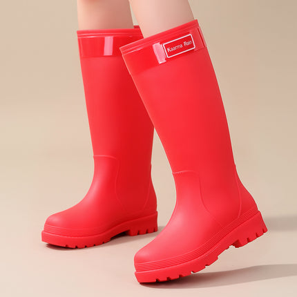 Japanese-Style Pink High-Heeled Women's Rain Boots Urban Commuting Sweet and Sassy Rain Shoes Rubber Shoes Water Shoes Non-Slip Long Tube Women's Water Boots Rubber Boots
