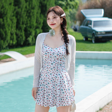 Swimsuit for Women, Summer Sexy One-Piece Dress, Plus Size, Slightly Chubby Girl, Conservative, Tummy-Concealing, Slimming, Korean Ins Style, Hot Spring Bathing