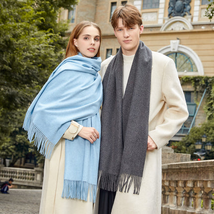 Wool Scarf Shawl High-End Versatile Cashmere Scarf Women's Autumn and Winter Thickened Couple Style Solid Color Scarf Wholesale