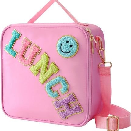 Amazon Explosions Smiley Letters Portable Lunch Bag Outdoor Portable Aluminum Film Fresh-keeping Bag Insulation Bag Cross-border Exclusive