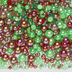 3-10mm flatback pearl resin rhinestones mixed assortment, 30g/pack / Semi-round pearl mixed green and red ab series—l