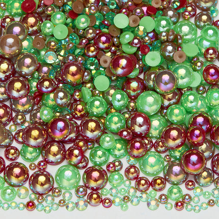 Nail Art Ab Colorful Flats Bottom Diamond Semi-Circle Pearl Mixed Color Set DIY Material Mobile Phone Shoes Clothing Cup Accessories