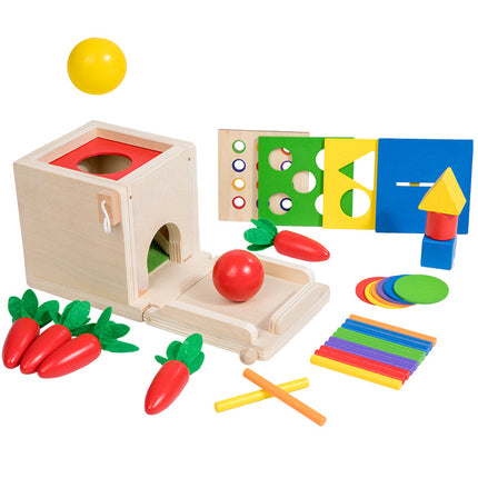Cross-border Montessori Multifunctional Intelligence Box Carrot Pulling Children Color Shape Matching Coin Box Building Blocks Toy