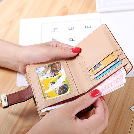 New Korean style short wallet women's zipper buckle hollow leaf small wallet wallet card holder factory wholesale