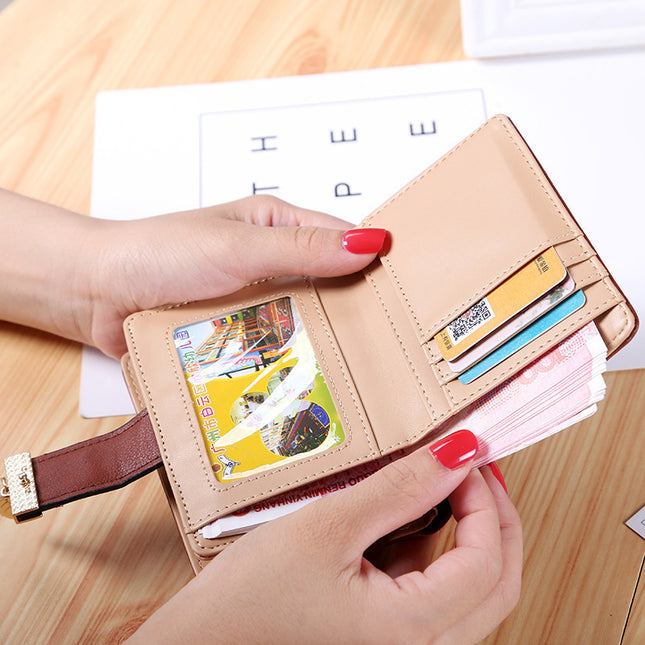 New Korean style short wallet women's zipper buckle hollow leaf small wallet wallet card holder factory wholesale