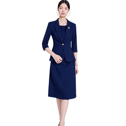 Pink High-End Three-Quarter Sleeve Blazer Women's Pants Dress Business Attire Two-Piece Suit High-End Elegant Trendy
