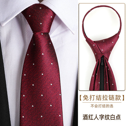 Dress Business Tie Men's and Women's Groom Wedding Black Zipper Korean Narrow No Lazy Striped Bow Tie Plaid