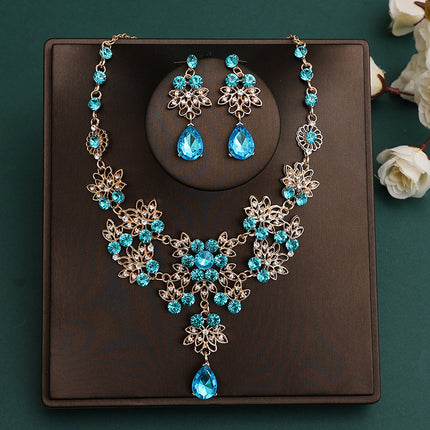 Korean Bride Necklace Earrings Two-piece Decorations Wedding Yarn Wedding Jewelry Wedding Accessories Dance Studio
