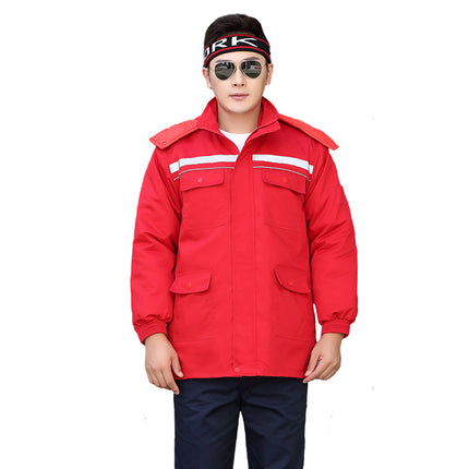 Anti-Static Work Cotton Jacket for Men, Detachable, Cold-Proof and Warm, with Reflective Strips, Power Industry Protective Clothing, Removable Liner