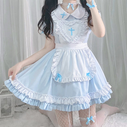 Japanese Classic Anime Maid Outfit Cross Nurse Cosplay Maid Restaurant Uniform Export Dress for Women