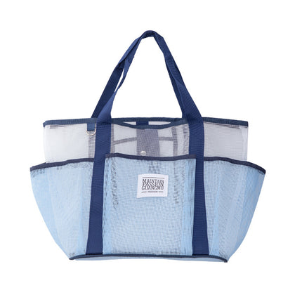 New Cosmetic Bag with Large Capacity, Hollow Design, Toiletry Beach Bag, Mesh Stitching, Travel Essential Storage Bag