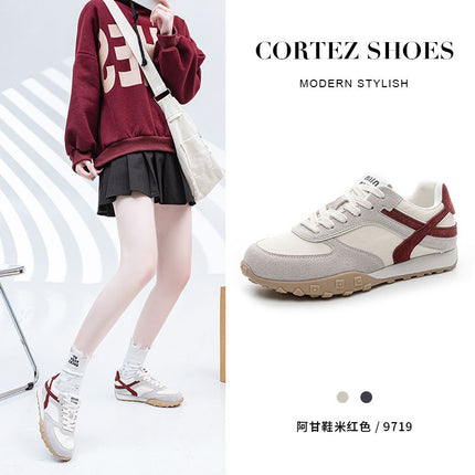 2026 New Style White Sneakers, Genuine Leather Soft-Soled Shoes, Color-Blocking Commuter Trainers, Women's Casual Versatile Shoes, Wholesale