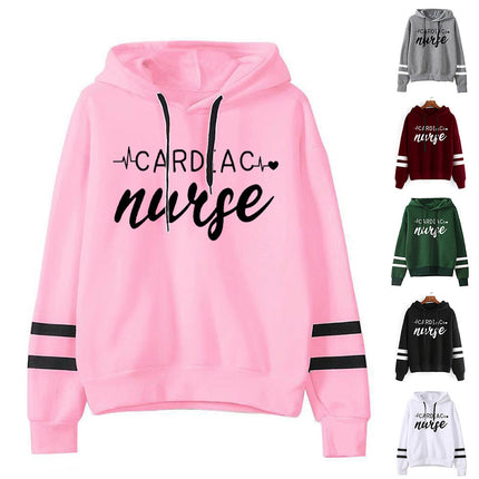 Foreign Trade Cross-border European and American Cardiac Nurse Printed Striped Parallel Bars Hoodie Men's and Women's European Code plus size