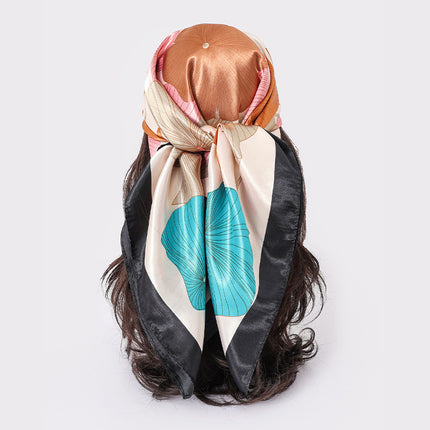Spring and Autumn New Large Square Scarf Large Silk Scarf Decorative South Korea All-match Women's Scarf Headscarf Scarf Chic Style Hair Belt Art