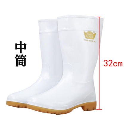 White high-heeled rain boots waterproof, oil-proof, acid-resistant and alkali-resistant food Special rain boots with beef tendon sole water shoes non-slip rain boots wholesale