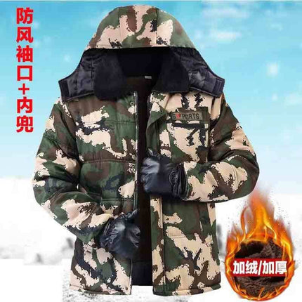Winter cotton-padded coat men's fleece-lined thickened new camouflage camouflage cotton-padded jacket jacket cold-proof labor protection cotton-padded jacket cold storage overalls