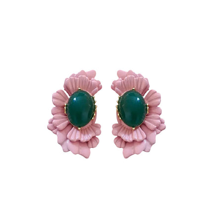 New Chinese Style Begonia Flower Unique and Beautiful Earrings Accessible Luxury High-End Exquisite Elegant Pink Earrings Retro Earrings for Women