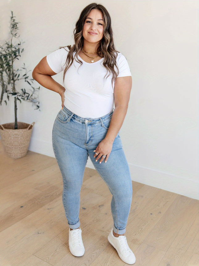2025 Amazon New Plus Size Women's European and American Cross-Border Women's Jeans Fashion Tight Pencil Pants