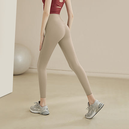 No Embarrassment Line Naked Yoga Pants Women's High Waist Hip-lifting Tight Pants Peach Hip Running Pants Sports Fitness Pants