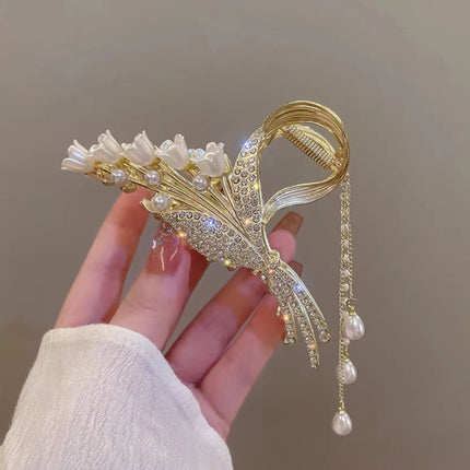 Wheat Spike Hair Clip, Chinese Style, Han Element, Tassel Updo Hair Clip, Large Size Shark Clip for Thick Hair, Snake-Shaped Hair Clip for Stray Hair
