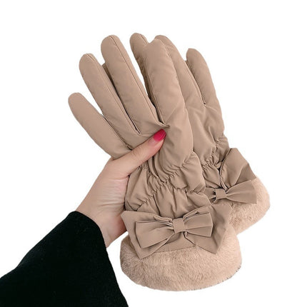Winter Warm Gloves Female Students Thick Cotton Touch Screen Down Gloves Cycling Cold-proof Windproof fleece-lined Ski Gloves