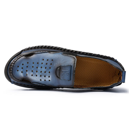 Cross-Border Hot-Selling Summer New Products Large Size Hand-Stitched Casual Breathable Mesh Genuine Leather Toe-Cap Sandals and River Shoes