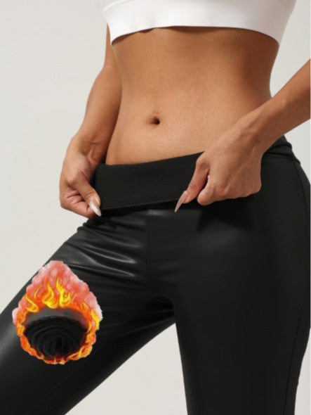 European and American Cross-Border Hot Selling New Pu Leather Pants Classic Black Women's High Waist Hip Lifting Sexy Stretch Slim Leggings