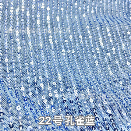 26 Colors in Stock 3mm Straight Strip Spandex Elastic Mesh Fabric Sequin Embroidery Fabric Dress Clothing Spring and Summer Sequin Fabric