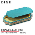 Lace checking plate medium size with cover - emerald color