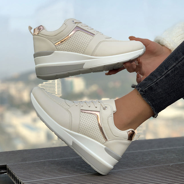 Women's Sports Casual Shoes European and American New Fashion Wedge Thick Sole Casual Sports Women's Single Shoes 43 Large Size Wholesale