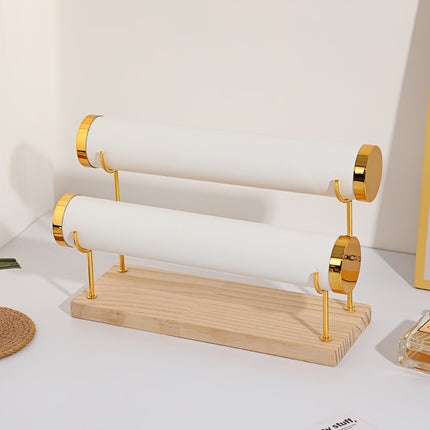 Creative Solid Wood Suede Watch Bracelet Display Rack Hair Ring Bracelet Storage Rack Counter Stepped Jewelry Jewelry Rack