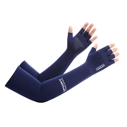 Ice Silk Sun Protection Extended Gloves for Men and Women, Two-Finger Exposed, Thin Summer Style, Non-Slip, for Cycling and Driving, Cooling Ice Sleeves