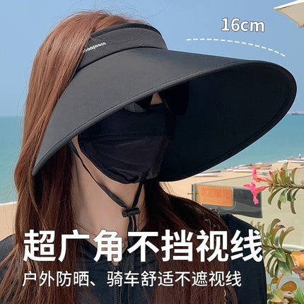 Wrap-Around Full-Face Sun Protection Hat for Women in Summer Cycling Uv Protection Ice Silk Cool Feeling Oversized Brim Empty Top Sun Hat