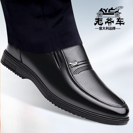 Men's Leather Shoes, Genuine Leather, Breathable Business Formal Wear, Soft Sole, Middle-Aged and Elderly Men's Casual Leather Shoes, Dad's Shoes, One-Legged Shoes