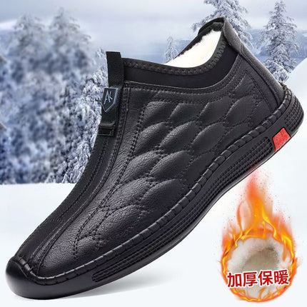 Cotton Shoes 2025 Winter New Men's Velvet Thickeneded Comfortable Soft-Soled Casual Leather Shoes Winter Cold-Proof and Warm Cotton Shoes