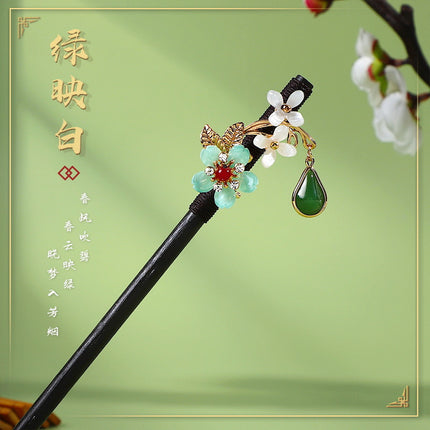 Antique Hairpin Tassel Step Wooden Hairpin Imitation Ebony Headwear Disc Hair Han Clothes Accessories Hair-pulled Ancient Clothes Hair Women