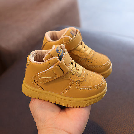 Girls Boys 2024 Autumn New Board Shoes Soft Sole White Shoes Breathable Mid-top Velcro Casual sneaker Trendy