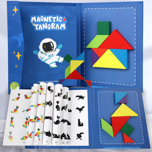 Colorful Wooden Magnetic Tangram Teaching Aids Kidsren's Educational Early Education Toys Development Puzzles Magnetic Puzzle Fun